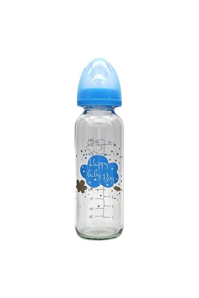 OEM Biberon din Sticla cu Tetina din Silicon Bleu Nor Honey Baby - 240ml