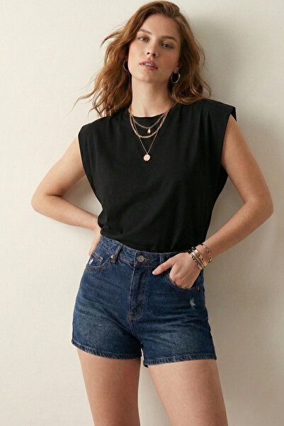 Elemge 100% Cotton Single Jersey Tok Fabric Women's Black T-Shirt Batwing Sle...