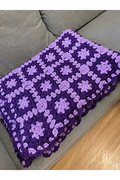 KaizenDesign KAİZEN EL ÖRGÜSÜ MOTİFLİ İKİ RENK TEK KİŞİLİK BATTANİYE