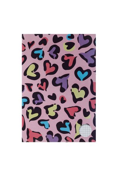 OEM Caiet Studentesc A4 de Matematica Liniat cu Coperta Roz cu Inimi - 80File