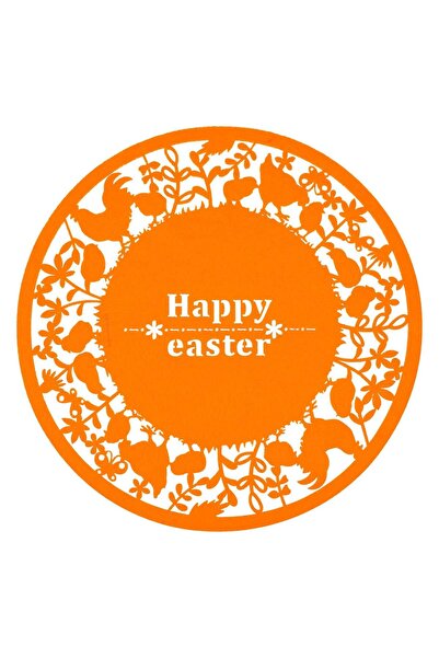 OEM Orange Felt Easter Plate Holder with Perforated Pattern "Happy Easter" Ø33cm
