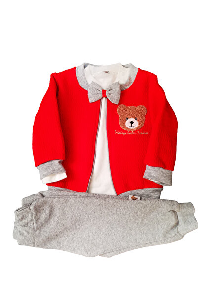OEM Colorful Joy Baby Set – Tracksuit, Bow Tie Shirt and Bear Jacket for Comf...