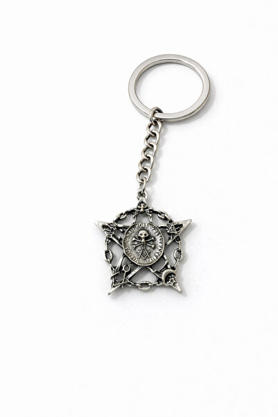 HER ŞEY NOTA www.herseynota.com Breloc unisex din metal gotic de culoare argi...