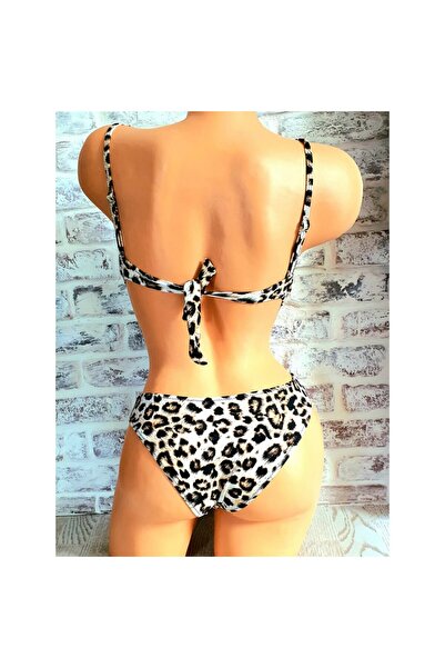 Produse.Top Two-Piece Bathing Suit with Push-Up Leopard Bra and Detachable St...