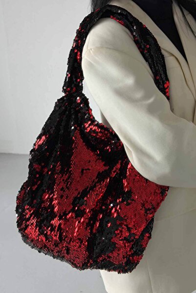 AYAKKABI PRENSİ Usra Sequined Red Black