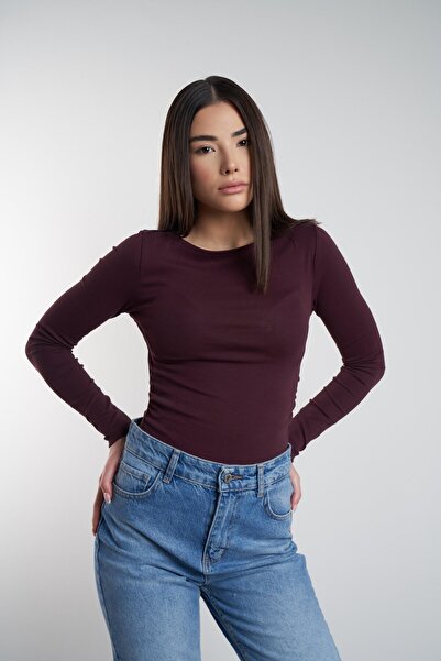 citycenterfashion Γυναικεία μπλούζα με φαρδιά λαιμόκοψη και μακριά μανίκια με...