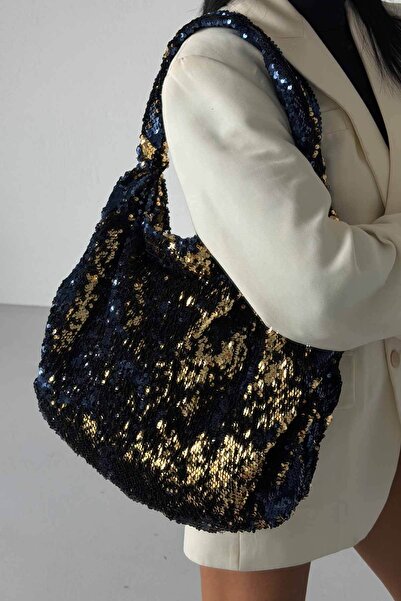 AYAKKABI PRENSİ Usra Sequined Cobalt Gold