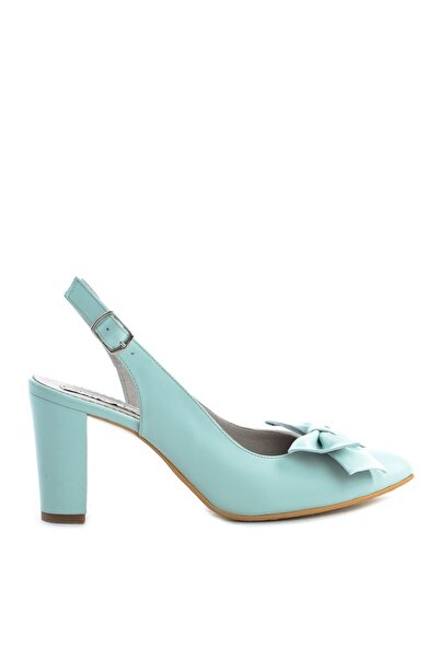The 5th Element Pantofi piele naturala Menta cu funda Block Heels