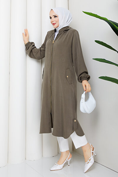 Pamuk Butik Kadın Arkası Tünel Geçişli Cepli İpek Kupra Kap