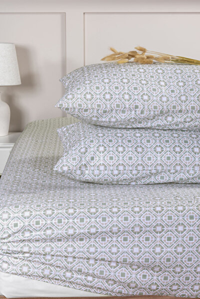 Elart Fancy Bed Sheet Set Elastic Fitted Printed (160X200 cm) Green