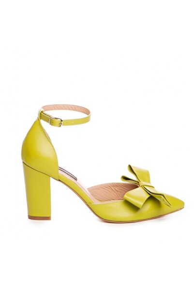 The 5th Element Women's Natural Leather Shoes Lime Green Urban with Bow