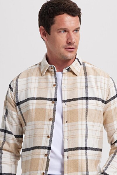 Tudors Men's Slim Fit slim fit checkered winter lumberjack shirt