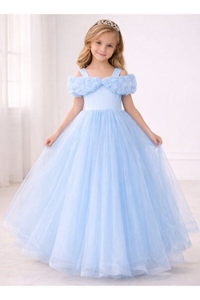 PAPATYA KOSTÜMEVİ Mavi Tüllü Prenses Elbisesi