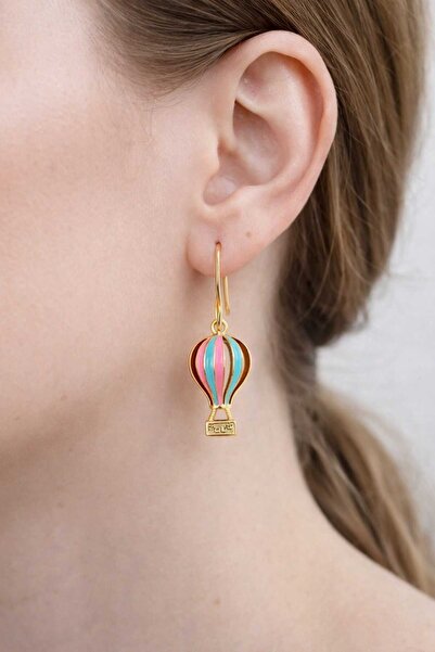 Feyz Tasarım أقراط على شكل بالون كابادوكيا مطلية بالذهب