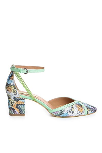 The 5th Element Rihanna Block Snake Pattern Leather Chunky Heel Shoes