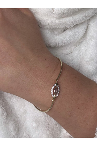 bijux by mrv White Stone Eye Thin Cuff Bracelet