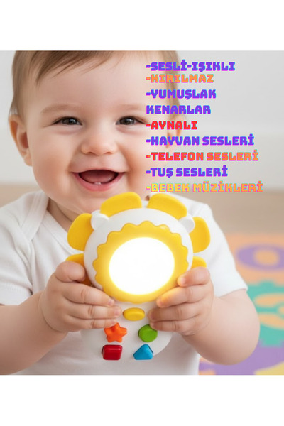 LRS STORE Eğitici Işıklı ve Sesli Bebek Telefonu - İlk Telefonum Aynalı Diş K...