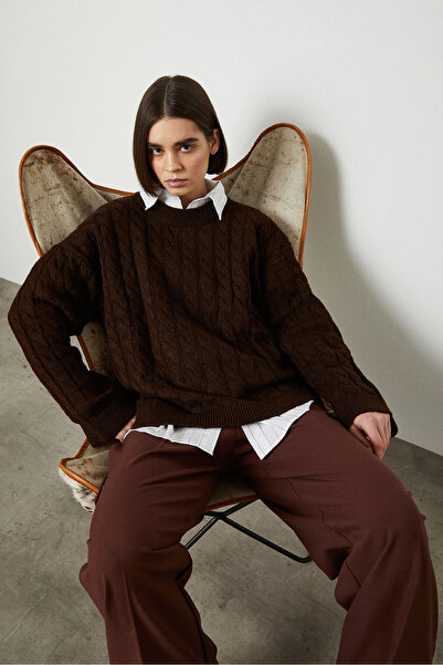 Beyyoglu Saç Örgülü Oversize Kazak