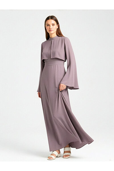 HOUSE OF RAELI By Styli Women Purple Bell Sleeve Maxi Dress