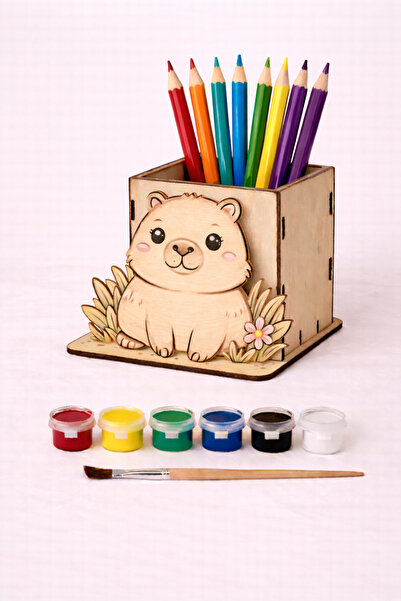 CARON CHOCOLATE حامل أقلام خشبي مزين بتمثال لابوبو |   اصنعها بنفسك |   مناسب...