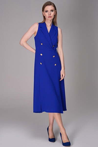 Journey Kruvaze-Kolsuz, Düğmeli Yırtmaçlı, Elbise