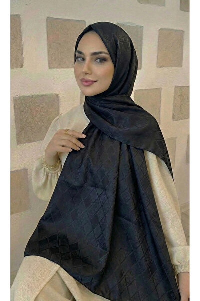 moodşal Siyah Baklava Desenli Jakar Şal