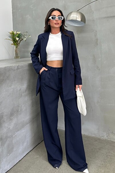 Potenza Women's Palazzo Pants Button Double Pocket Wide Leg Trousers