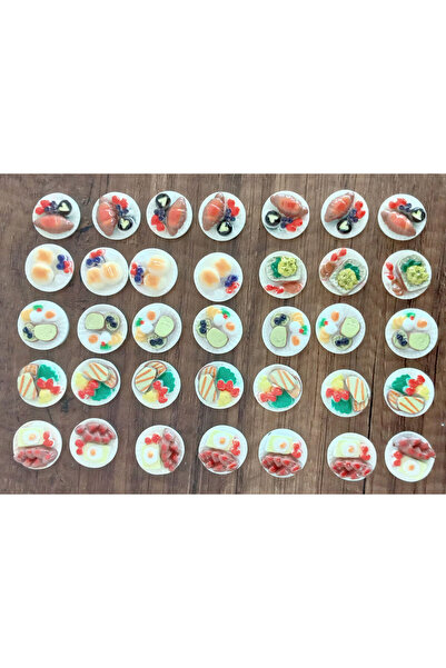 CT-TOYS (5 Adet ) Oyuncak Kahvaltı Tabakları 2x2 cm Mini Yiyecek Figürleri