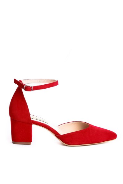 The 5th Element Red Leather Chunky Heel Shoes Fancy Flats