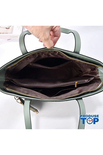 Produse.Top Elegant Brown Office Handbag with Detachable Strap and Wallet