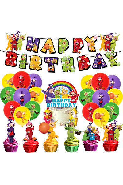 Miniso مجموعة من 4 قطع من زينة حفلات أعياد ميلاد الأطفال بتصميم شخصيات تليتاب...