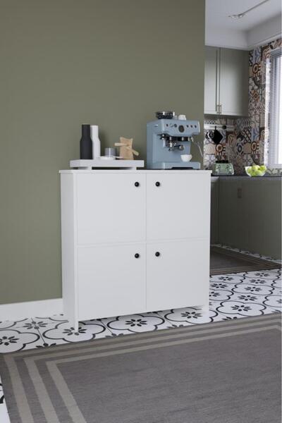 KZY Mobilya Reina çok amaçlı dolap-beyaz kahve köşesi mutfak,banyo,balkon,kil...