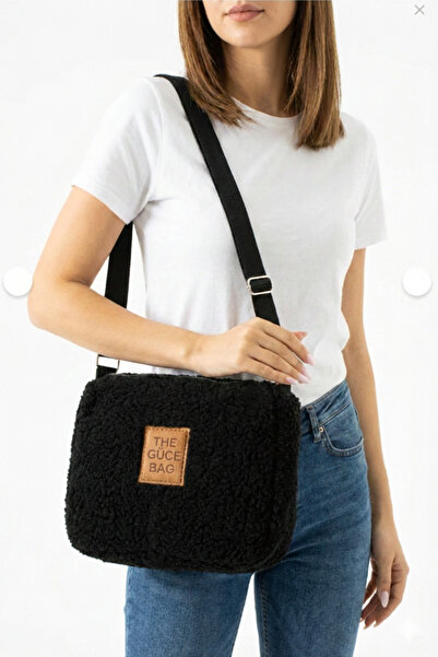 Güce Плюшева тканина Чорна Сумка на щодень для жінок з довгими ременями через...