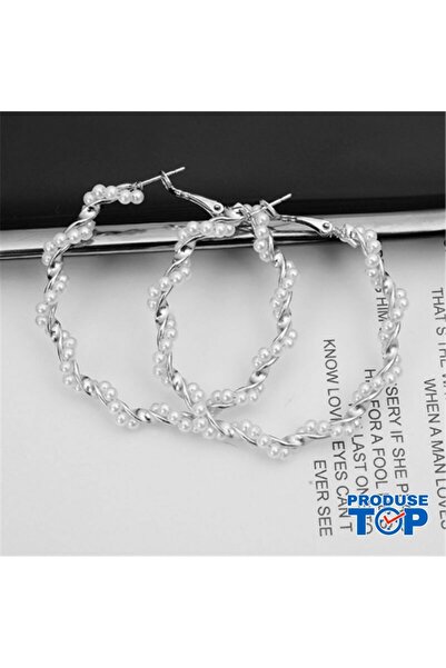 Produse.Top Cercei rotunzi eleganți mari din argint cu perle CW23