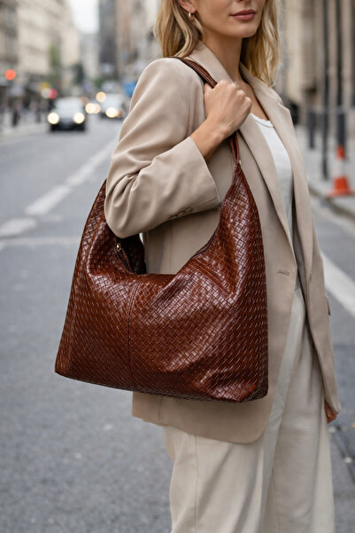 bahia butik aksesuar Women's Shoulder Handbag with Knitted Detail