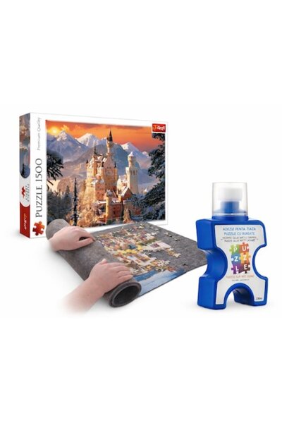 Trefl Set Premium 1500 Piese – Castel Neuschwanstein Germania + Covor Rulabil...
