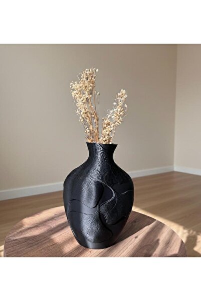 Tasarım Siyah Kabartmalı 3D Vazo ( farklı renk talepleriniz için iletişime ge...