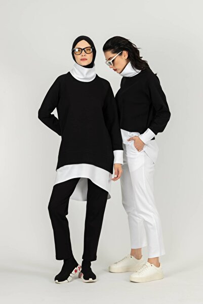 byözlemyazan High Collar Long Length Relaxed Fit Women's Sweatshirt