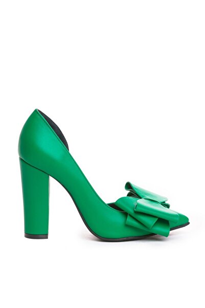 The 5th Element Green Cut leather high heel shoes with bow