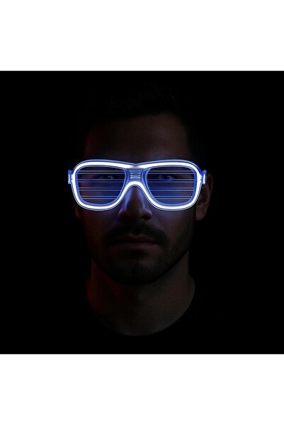 Marsilyan White Led Lighted Party Glasses - Neon Glow Strip Glasses with 3 Mo...