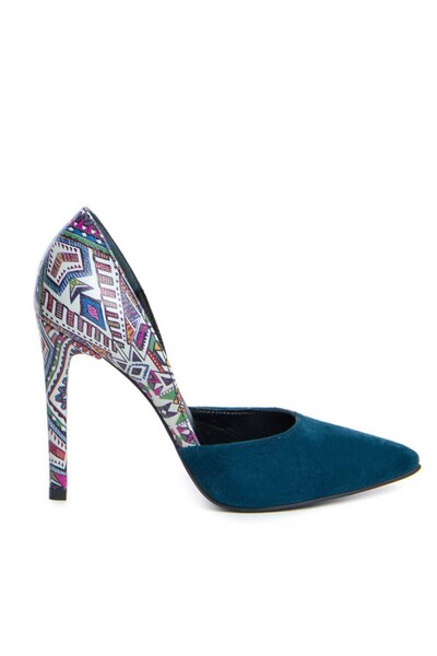 The 5th Element Pantofi stiletto piele naturala Bleumarin Aztec