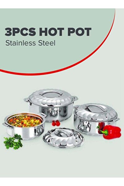 Twinkle Mart 3-Set Of Stainless Steel Hotpot Includes Large, Medium, Small