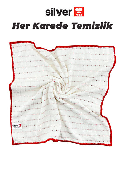SİLVER HOME 2 Adet Mikrofiber Mutfak Bezi 40×40 cm Süper Emici Beyaz Kareli
