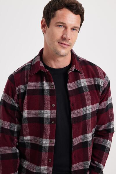 Tudors Men's Slim Fit slim fit checkered winter lumberjack shirt