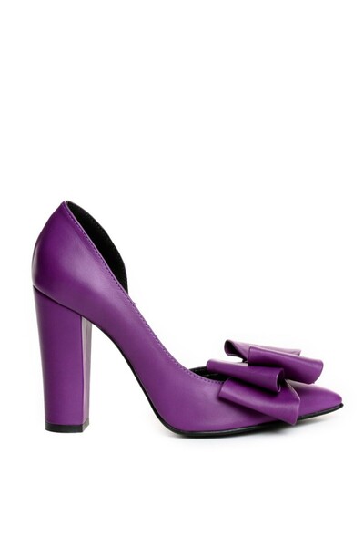 The 5th Element Pantofi cu toc gros piele Cut Mov cu funda