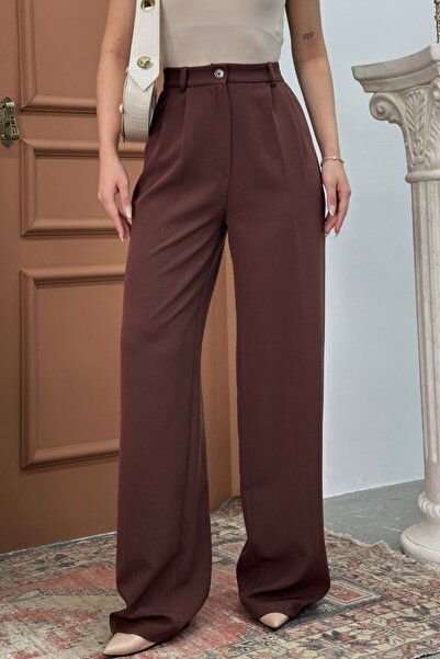 Potenza Ženske palazzo pantalone sa dugmićima, dvostrukim džepovima i širokim...