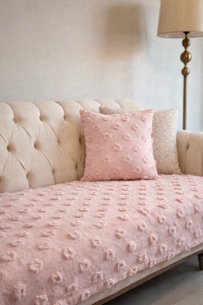lusso stile Ponpon Sofa Cover Powder 100X240