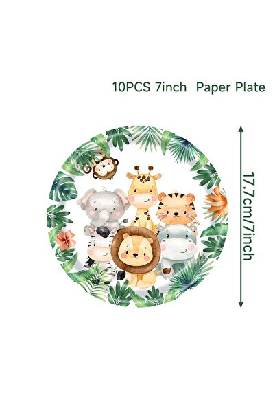 Choice طبق 7 بوصة، مزين برسومات حيوانات الغابة، أدوات مائدة للاستخدام مرة واح...