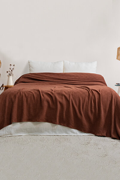 Cotanique Dama Çift Kişilik Yatak Örtüsü & Pike 210 x 230 cm Kiremit