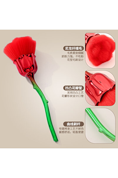 Venalisa Gül Şeklinde Lüks Tırnak Toz Fırçası Kırmızı Renk